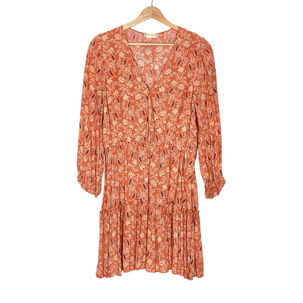 Altar'd State Kira Burnt Orange Peach Floral Boho Dress Size Medium